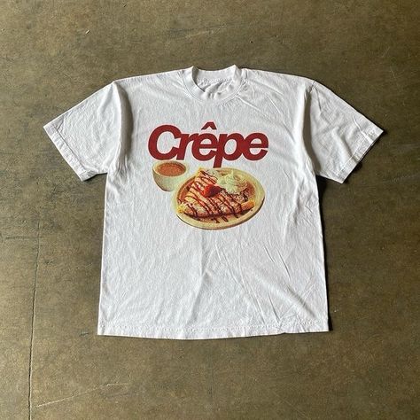 Crepe T-Shirt Fast Shipping $25 Lowest I Can Do Custom Deadstock Hit Me With Questions Diy Outfits, Dr Closet, Vintage Food, Food Clothes, Kleidung Diy, Sports Vest, Old T Shirts, Graphic Tops, Collars For Women