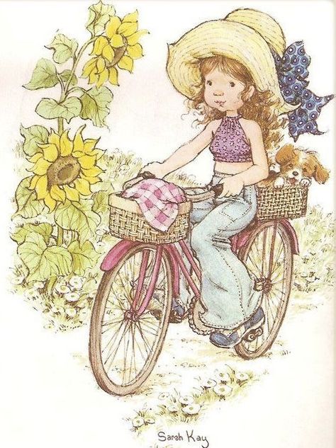 Children Cartoon, Sarah Kay, A Girl, A Woman, Bike, Key