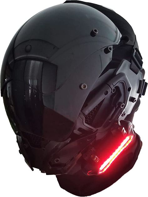 Cyberpunk Mask Helmets, High Tech Mask, Futuristic Motorcycle Helmet, Techwear Glasses, Techwear Helmet, Futuristic Helmet Design, Scifi Mask, Cool Masks Futuristic, Sci Fi Cosplay