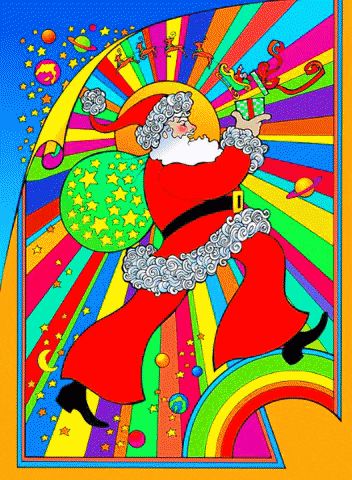 Paz Hippie, Santa Canvas, Santa Art, Christmas Graphics, Christmas Drawing, Christmas Past, Vintage Christmas Cards, Hippie Art, Christmas Paintings