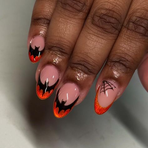 bat frenchies 🦇🧡 - - - #halloween #halloweennails #nailinspo #sanantonionails #sanantoniogelx #follow #like #explore Bat French Tip Nails, Bat French Tip, Tip Nails, French Tip Nails, Halloween Nails, Nail Tips, Nail Inspo, Bat, Nails