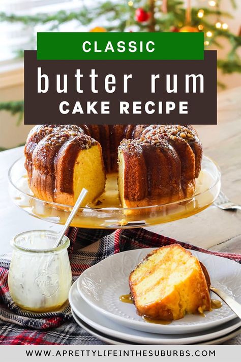 A delicious and easy recipe for Classic Butter Rum Cake with Butter Rum Caramel Sauce. Just like Grandma used to make. Best Rum Cake Recipe, Best Rum Cake, Butter Rum Cake, Tortuga Rum Cake, Jamaican Rum Cake, Rum Cake Recipe, Butter Rum, Cake Mix Ingredients, Good Rum