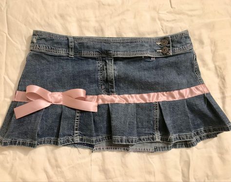 Style Mini Skirt, Ribbon Skirt, Coquette Style, Jean Skirt, Aesthetically Pleasing, Denim Skirt, Mini Skirt, Ribbon, Skirt