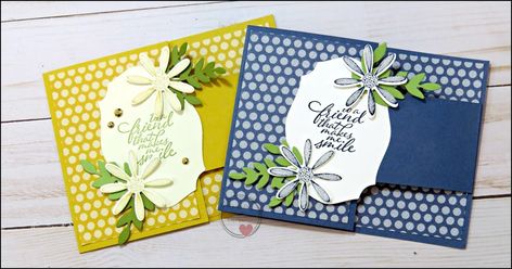 Rubber Stamping Cards, Card Making Templates, Daisy Cards, Card Folds, Fun Folds, Bee Cards, Birthday Cards For Friends, Fold Cards, Box Making