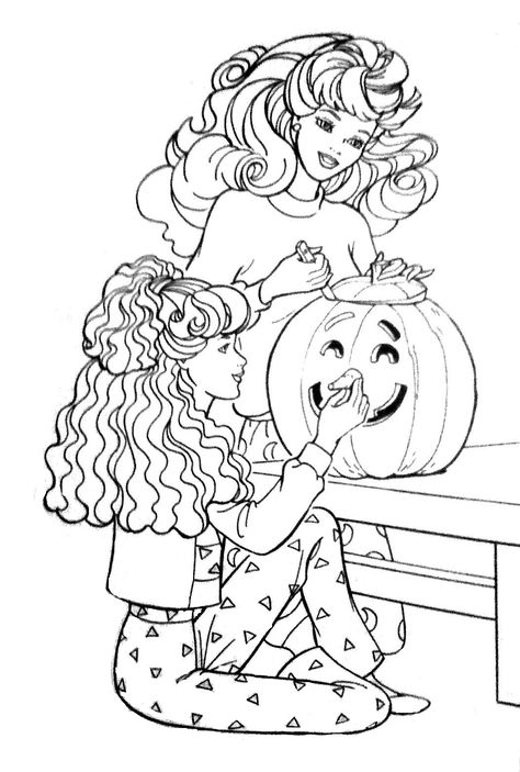 Colouring Pages Cartoon, Vintage Halloween Coloring Pages, My Melody Halloween Coloring Pages, 2000s Coloring Pages, Barbie Halloween Coloring Pages, Barbie And Friends Coloring Pages, Halloween Colouring Pages, Vintage Barbie Coloring Pages, Retro Barbie Coloring Pages