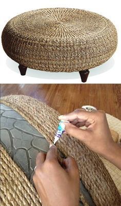 Kursi Ban, Tire Ottoman, Fabrikasi Logam, Crafts Upcycling, Reuse Old Tires, Tyres Recycle, Hemma Diy, Dekor Diy, Diy Casa