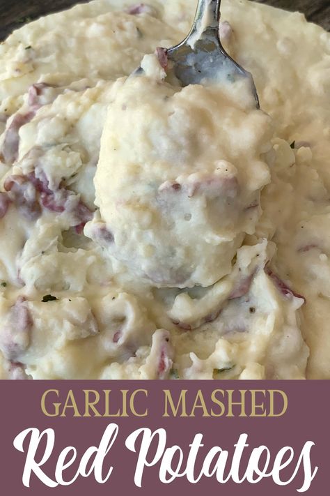 Garlic Mashed Red Potatoes with the skin-on taste fancy like a steakhouse side dish, but are easy enough to make any day of the week. Butter and sour cream or cream cheese are added to create the best creamy mashed red potatoes our family eats! Garlic Mashed Red Potatoes, Instant Pot Garlic Mashed Potatoes, Mashed Potatoes With Skin, Garlic Red Mashed Potatoes, Red Skin Mashed Potatoes, Cream Cheese Mashed Potatoes, Instant Pot Mashed Potatoes, Garlic Mashed Potatoes Recipe, Mashed Red Potatoes