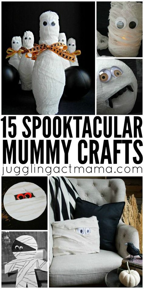 Mummy Crafts For Kids, Mummy Halloween Decorations, Mummy Diy, Mummy Decorations, Crafts For Halloween, Mummy Crafts, Craft Halloween, Fun Halloween Crafts, Crafts Preschool