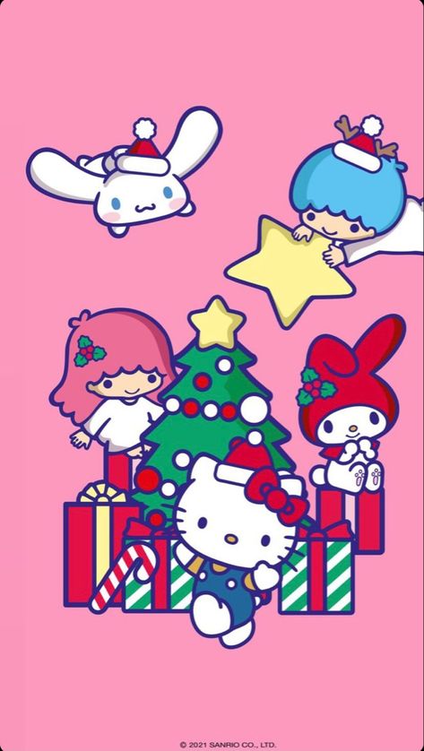 Bedrooms Wall Decor, Bedroom Wall Decorations, Christmas Sanrio, Pompompurin Pochacco, Kids Bedroom Wall Decor, Cat App, Christmas Tree Wallpaper, Hello Kitty House, Walpaper Hello Kitty