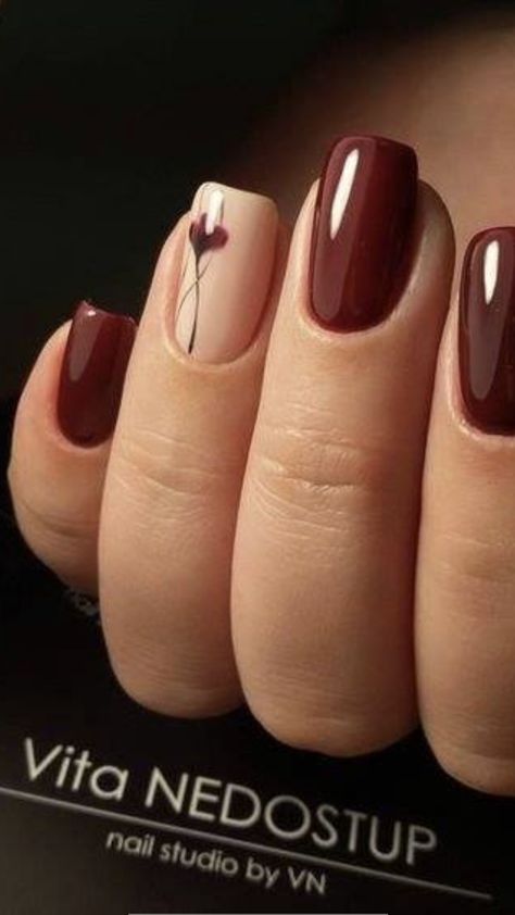 Manicure Fall, Trendy Manicure, Fall Gel Nails, Cute Nails For Fall, Gel Nail Colors, Red Nail, Manicure Ideas, Colors Purple, Nails Manicure