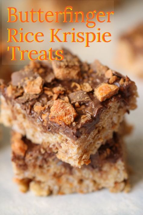 Rice Krispie Treats With Jello, Candy Bar Rice Krispie Treats, Butterfinger Rice Krispie Treats, Cereal Krispie Treats, Churro Rice Krispie Treats, Flavored Rice Krispie Treats, Fall Rice Krispie Treats, Rice Crispy Treats Recipe, Butterfinger Candy