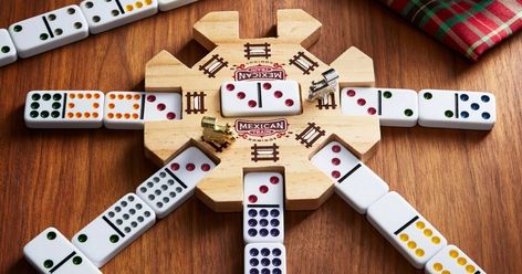 Wooden Board Game, Mexican Train Dominoes, Mexican Train, Wood Train, Wooden Board Games, Domino Games, Wood Games, Dominoes Set, Wooden Games