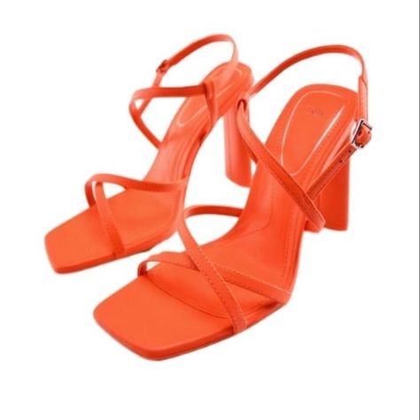 Nwt Size 40 Eu Fit 9 Us Square Toe Strappy Sandals Ankle Strap Closure 3.9” Heel Beautiful Heels To Dress Up Or Dress Down! Style Tags: Modern, Contemporary, On Trend, Summer Style, Wedding Guest, Special Occasion, Date Night, Statement Style, Bold Looks, Parisian Style, Emily In Paris, Celeb Style, Chic Style, Edgy Style, Orange Shoes, Heels, Sandals, Strappy Sandals, Square Toe, Colorful Style, Streetstyle Orange Shoes Heels, Style Wedding Guest, Heels Orange, Zara Pumps, Zara Strappy, Feather Sandals, Orange Heels, Pointy Heels, Insole Design