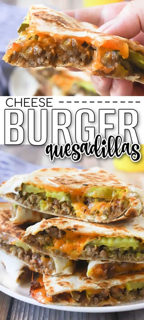 Cheeseburger Quesadillas, Cheeseburger Quesadilla, Quesadilla Recipes Easy, Quesadilla Recipes, Supper Recipes, Lost 100 Pounds, Beef Recipes Easy, Beef Dinner, Quesadillas