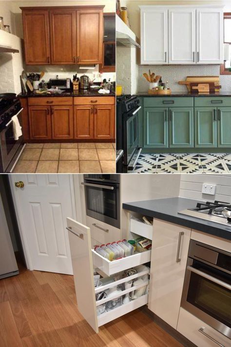 Wooden Kitchen Makeover, Upcycled Kitchen Ideas, Old Kitchen Style, Kitchen Cabinet Upcycle, Recycled Kitchen Cabinets, Diy Kitchen Cupboards Makeover, 60s Kitchen Makeover, Frenchic Kitchen Makeover, Upcycled Kitchens