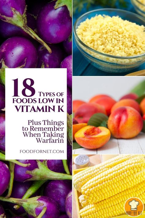 If you’re taking Warfarin or a blood thinner medication, it’s important that you keep watch of your vitamin K intake. Start working on your diet with these 18 types of foods low in vitamin K. #vitaminK #warfarin #diet #nutrition #health Low Vitamin K Recipes, Warfarin Diet Recipes, Blood Thinner Foods, Warfarin Diet, Vitamin K Foods, K Plus, Healthy Life Hacks, Fat Burning Diet, K Food