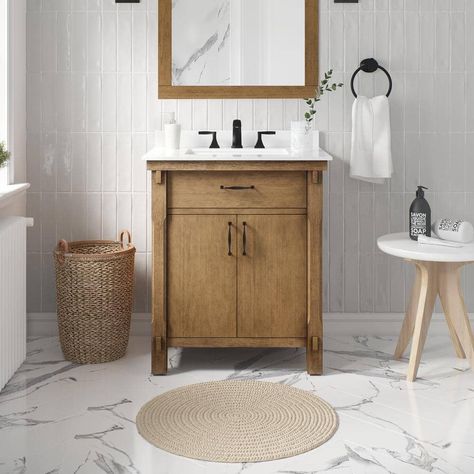 Pop up your vanity room with this Home Decorators Collection Bellington W Bath Vanity in Almond Toffee with Engineered Stone Vanity Top in White with White Basin. Basement Bathroom Remodeling, 36 Inch Bathroom Vanity, Almond Toffee, 36" Vanity, Wood Bathroom Vanity, Vanity Room, Marble Vanity Tops, Engineered Stone, Wood Vanity