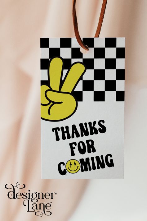 Peace out and thanks for coming to your one Happy Dude's First Birthday Party! Say Thank you to your guests with a party Favor tag which is perfect to attach to any kind of favours! It will be sure to pop a smile on their face Smiley Face Birthday Party Favors, Boys 10th Birthday Party Ideas, Vans Party, One Happy Dude First Birthday, Dude Birthday Party, Dude Birthday, One Cool Dude, First Birthday Party Favor, One Happy Dude