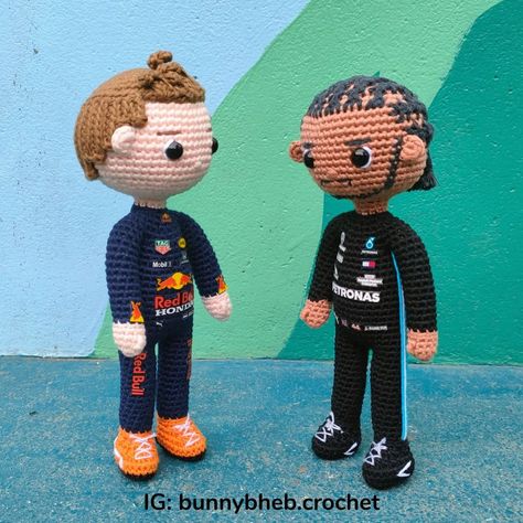 Lewis Hamilton and Max Verstapen Crochet Dolls Crochet Formula 1, F1 Crochet Pattern, F1 Crochet, Hamilton Crochet, Cody Maverick, Lewis Hamilton Max Verstappen, F1 Lewis Hamilton, F1 Art, Be My Last