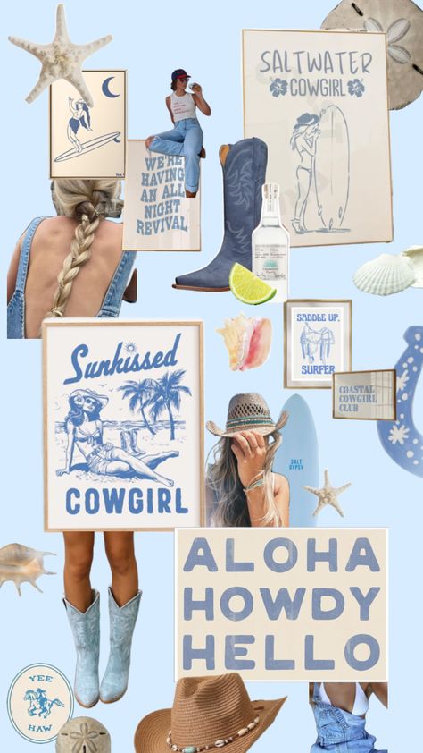 Coastal Cowgirl #coastalcowgirl #coastal #cowgirl #beach #beachcowboy #surf Coastal Cowgirl Nashville, Costal Cowgirl Birthday, Cowgirl Beach Aesthetic, Surfs Up Cowgirl, Tropical Cowgirl, Coastal Cowgirl Birthday Party, Coastal Cowboy Aesthetic, Coastal Cowgirl Party, Costal Cowboy