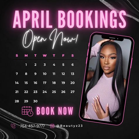 April Booking now open Hair Business Names Ideas For Instagram, Instagram Hair Page Name Ideas, Hair Page Name Ideas, Hair Business Names, Hair Business Names Ideas, Page Name Ideas, Brand Name Ideas, Insta Nails, Lash Brand