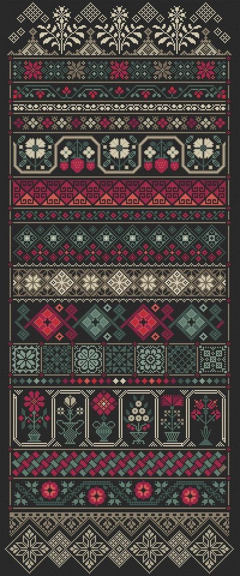 German Cross Stitch, Christmas Fabric Pattern, Cool Cross Stitch, Folk Cross Stitch, Russian Cross Stitch, Christmas Sampler, Band Christmas, Flower Cross Stitch, Cross Stitch Border Pattern