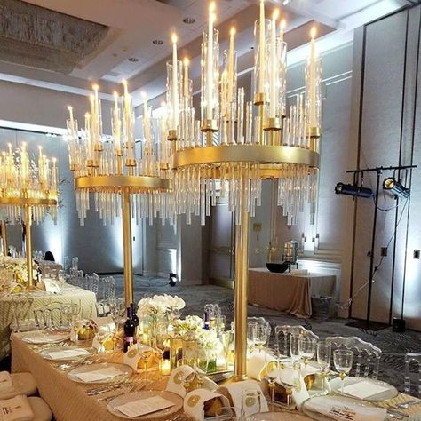 Engagement Party Table Centerpieces, Long Table Decorations, Candelabra Wedding Centerpieces, Boho Wedding Centerpieces, Table Centerpiece Flower, Candelabra Wedding, Candelabra Centerpiece, Table Arrangements Wedding, Metal Candelabra