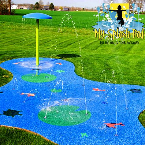 My Splash Pad water park installer for backyard Ohio OH aquatic play area residential home Diy Splash Pad, Backyard Splash Pad, Moderne Pools, Water Playground, Backyard Landscape, Splash Pad, Backyard Playground, Backyard For Kids, Kids Play Area