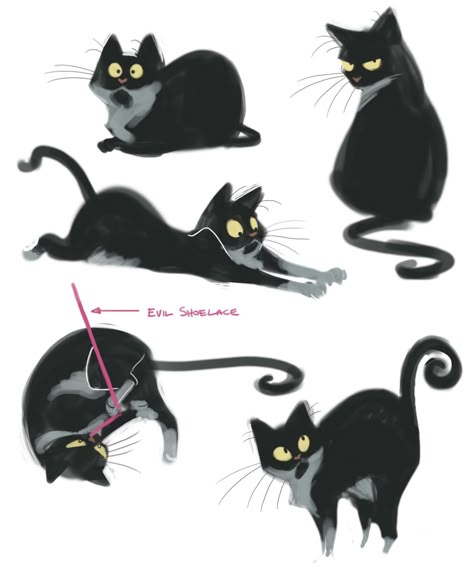 211: Page of Papi Had some down time at work this morning so I did some quick sketches of my kitty Papillon. (Daily Cat Drawing) Söt Katt, Drawing Faces, Cat Character, Cats Illustration, Drawing Tutorials, Character Design References, Cat Illustration, Children's Book Illustration, Black Cats