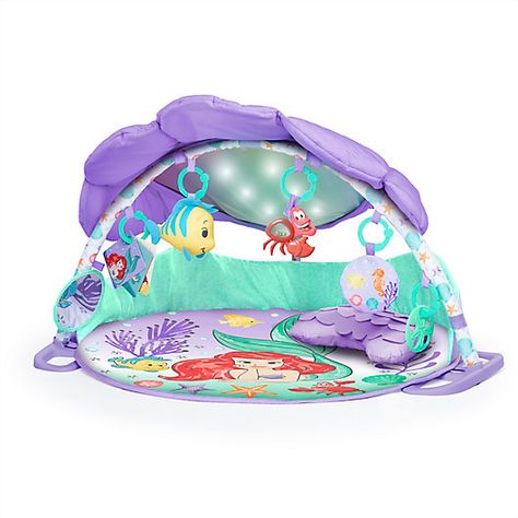 Bright Starts® Disney Baby® The Little Mermaid Twinkle Trove Activity Gym | buybuy BABY Little Mermaid Nursery, Ariel Sebastian, Tummy Time Pillow, Little Mermaid Characters, Tummy Time Toys, Underwater Party, Baby Activity Gym, Tummy Time Activities, Mermaid Nursery