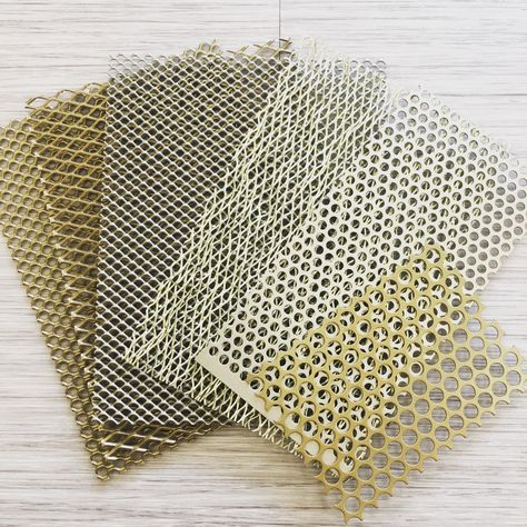 Metal Mesh Texture, Material Samples, Metal Board, Metallic Mesh, Gold Effect, Material Board, Perforated Metal, Material Textures, Materials And Textures