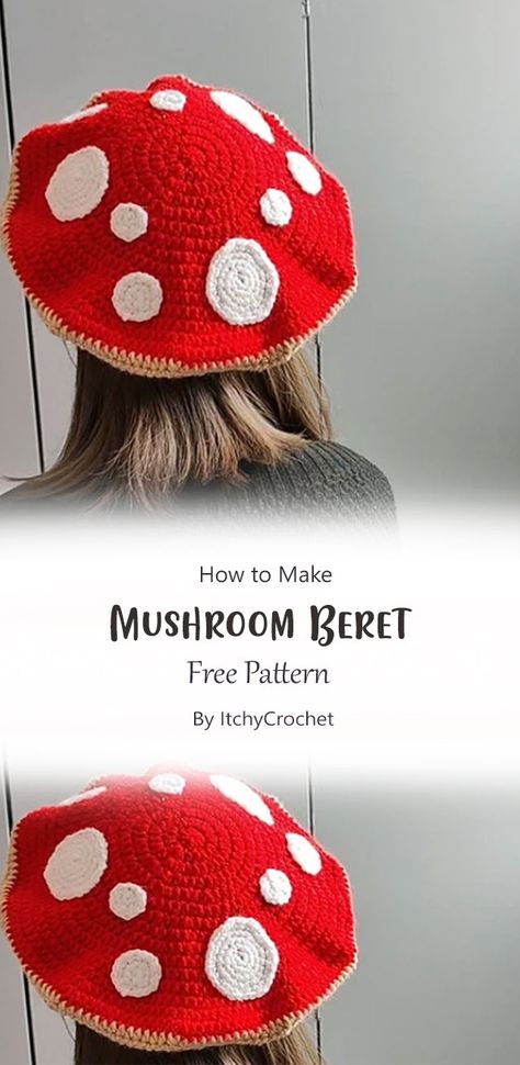 Another simple yet cute design for you that will look adorable! This pattern by ItchyCrochet and it’s very easy to follow along. Beret Crochet Pattern Free, Mushroom Amigurumi, Crochet Beret Pattern, Fall Crochet Patterns, Mushroom Hat, Crochet Mushroom, Yarn Craft, Halloween Crochet Patterns, Amigurumi Ideas