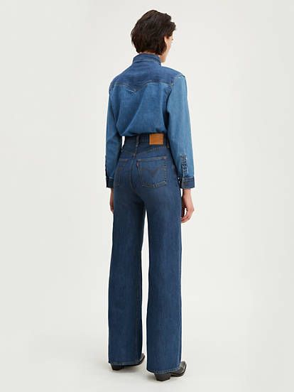 Ribcage Wide Leg Women's Jeans - Medium Wash | Levi's® US Levi Outfits Women, Levi Outfits, Levi's Casual Wide-leg Flare Jeans, Levi Ribcage Jeans, Levis Ribcage Wide Leg Jeans, High Waisted Wide Leg Jeans Outfit, Levis Wide Leg Jeans, Levi's Wide Leg Rigid Denim Jeans, Levi’s Ribcage Jeans