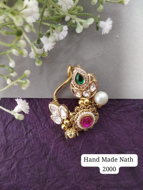 Antique handmade bridal nath(to buy Whatsup 97645 51991) #bridalnath #vidhinath #nath Maharastrian Jwellary Nath, Nathni Designs, Nath Designs Gold, Maharashtrian Nath Designs, Nath Designs, Maharashtrian Nath, Nath Design, Nath Bridal, Bridal Nath