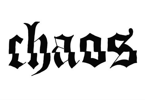 Distorted Font Tattoo, 2000 Tattoo Design, Curved Text Tattoo, Chaos Tattoo Design, Gothic Word Tattoo, Metal Font Tattoo, Chaos Tattoo Ideas, Techno Tattoo, Tattoo Typography