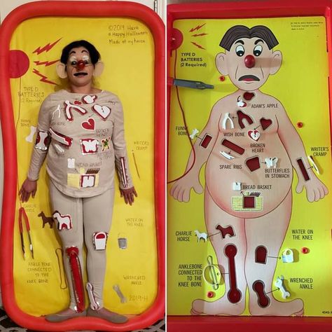 Diy Operation Game Costume, Operations Halloween Costume, Operation Board Game Costume, Operation Game Halloween Costume, Operation Costume Pieces Template, Diy Operation Game, Operation Halloween Costume Diy, Diy Board Game Costumes, Operation Costume Diy