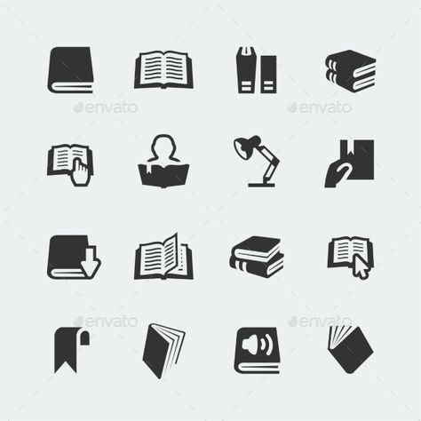 Vector Books and Reading Mini Icons Set (JPG Image, Vector EPS, CS, 4167x4167, audio, black, book, book open, bookstore, dictionary, education, encyclopedia, human, icon, isolated, learning, library, literature, open, page, person, pictogram, pile, reader, reading, school, set, sign, silhouette, study, studying, symbol, textbook, vector) Mini Icons, Library Icon, Library Logo, Sign System, School Icon, Book Logo, Education Logo, Book Icons, Glyph Icon