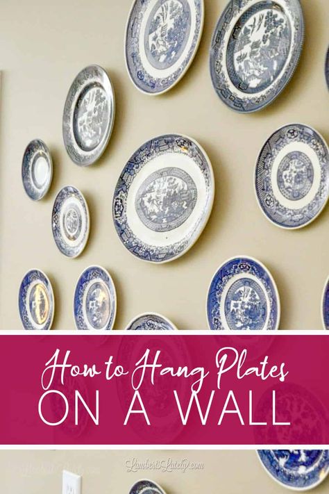 This simple DIY tutorial shows you how to hang plates on a wall. Display your decorative plates in a gallery wall without exposed hardware! Decorating With Plates On Wall, Plates On Walls, Plates On A Wall, Hang Plates On Wall, Hang Plates, Plate Wall Display, Chinoiserie Plate, Collage Walls, Historic Home Interiors