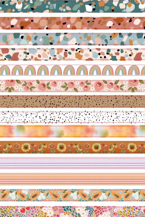 Washi Tape Ideas Printable, Washi Tapes Design, Printable Washi Tape Patterns, Printable Washi Tape Free, Cute Washi Tape Printable, Washi Tape Printable Aesthetic, Vintage Washi Tape Printable, Washi Tape Journal Ideas, Journal Washi Tape Ideas