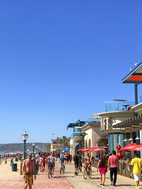 san diego mission beach boardwalk Mission Beach California, San Diego Boardwalk, San Diego Mission Beach, San Diego Pacific Beach, San Diego Pictures, San Diego Aesthetic, Mission Bay San Diego, Mission Beach San Diego, San Diego Mission