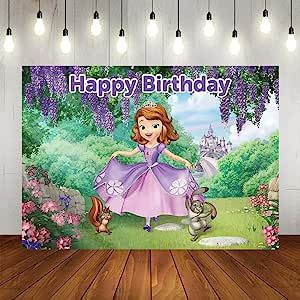 Amazon.com : Dawei Sofia The First Backdrop | Birthday Party Background Supplies | Banner Decorations | Photography Background | Baby Shower | (5X3ft) : Electronics Sofia The First Background, Masha And The Bear Backdrop, Barnyard Backdrop, Black Birthday Backdrop, White And Gold Party, Princess Photo Booth, Prince Birthday Theme, Princess Sofia The First, Background Baby