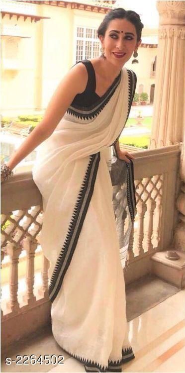 Formal Saree, Cotton Saree Blouse Designs, Saree Wearing Styles, Simple Saree Designs, Cotton Saree Blouse, Karisma Kapoor, Fashionable Saree Blouse Designs, Cotton Saree Designs, Modern Saree