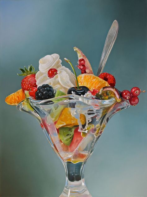 Tjalf Sparnaay painting: Fruitsorbet - 160 x 120 cm Tjalf Sparnaay, Food Art Painting, Fruit Sorbet, Hyper Realistic Paintings, Oil Painting Nature, Realistic Oil Painting, Realism Painting, Painting Nature, Food Painting