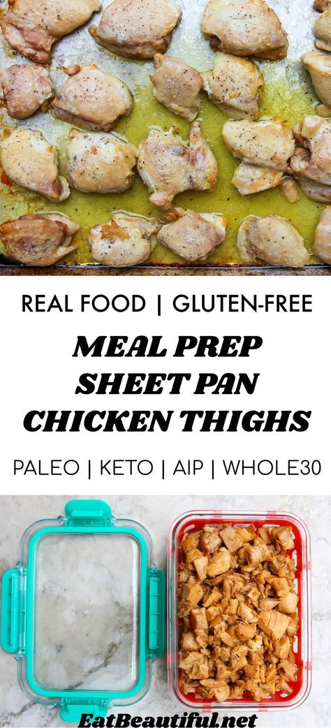 Meal Prep Chicken Thigh Recipes, Chicken Thigh Lunch Meal Prep, Easy Chicken Thigh Meal Prep, Baked Chicken For Meal Prep, Boneless Skinless Chicken Thigh Meal Prep, Macro Friendly Chicken Thigh Recipes, Whole 30 Chicken Thighs, Aip Chicken Thighs, Meal Prep Chicken Thighs