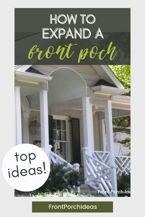 In this post we will give you the top ideas on how to expand your front porch for maximum use. These top front porch design tips are sure to maximize existing space and add curb appeal to your front porch. Learn how easy it can be to extend your front porch! How To Extend Concrete Front Porch, Pergola In Front Of House Porch, Covered Stoop Ideas, Affordable Front Porch Ideas, Small Front Porch Redo Ideas, 1920s Front Porch, How To Extend Front Porch, Expand Front Porch, Front Porch Patio Extension