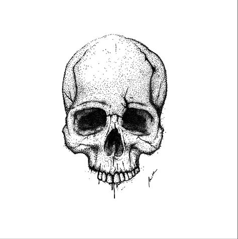 Schädel aus vielen punkten. Front Facing Skull Tattoo, Skull Dotwork Tattoo, Fineline Skull Tattoo, Stipling Drawings Easy, Easy Skull Tattoos, Skull Stippling, Skull Pointillism, Skull Design Drawing, Dot Art Tattoo