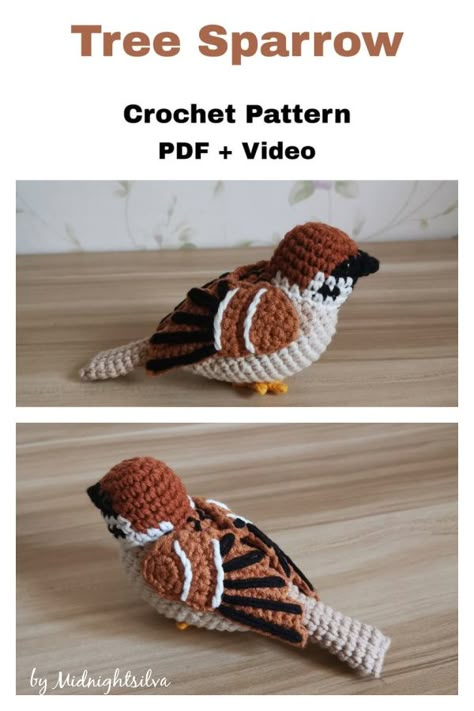 6 Sparrow Bird Crochet Patterns - Page 2 of 2 Crochet Sparrow Bird Pattern, Birds Crochet Pattern Free, Crochet Birds Pattern, Crochet Tree Branch, Crochet Loon Bird Pattern, Crochet Beak Bird, Crochet Small Bird Free Pattern, Crochet Loon Bird, Crochet Amigurumi Bird Free Pattern