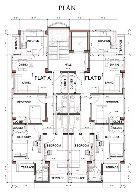 Apartment house design. Revit on Behance Typical Floor Plan Apartments, Autocad Drawing Floor Plans, Hotel Floor Plan Layout, Residential Building Floor Plan, Drawing Floor Plans, Autocad Commands, Residential Plan, Residential Building Plan, Residential Architecture Apartment