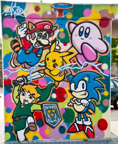 Let's play! #graffiti Video Game Graffiti, Swings For Kids, Boston House, Basement Games, Wallpaper Room, Arcade Room, Cartoon Art Drawing, River Side, Graffiti Heart