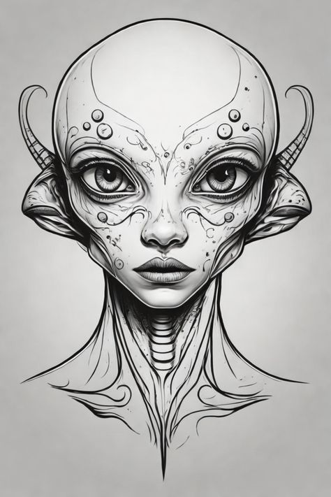 Find inspiration in this collection of alien concept art, showcasing a diverse range of extraterrestrial life forms. From humanoid aliens to otherworldly creatures, these artworks will capture your imagination. Alien Body Drawing, How To Draw A Alien, Extraterrestrial Drawing, Alien Face Drawing, Alien Drawing Sketches, Alien Drawing Ideas, Alien Art Drawing, Alien Concept Art Character Design, Alien Sketch